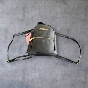 Juicy Couture Mini Backpack Black Faux Leather Gold Hardware New with Tags